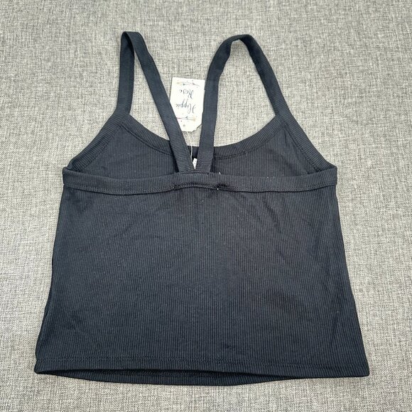 NEW! Hippie Rose Juniors Tank Top Black Embroidered Peace Flower Large Cotton Bl - Picture 7 of 8